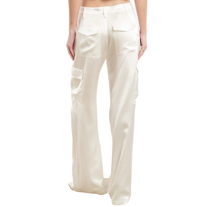 SPRWMN Silk Baggy Cargo Pants in White